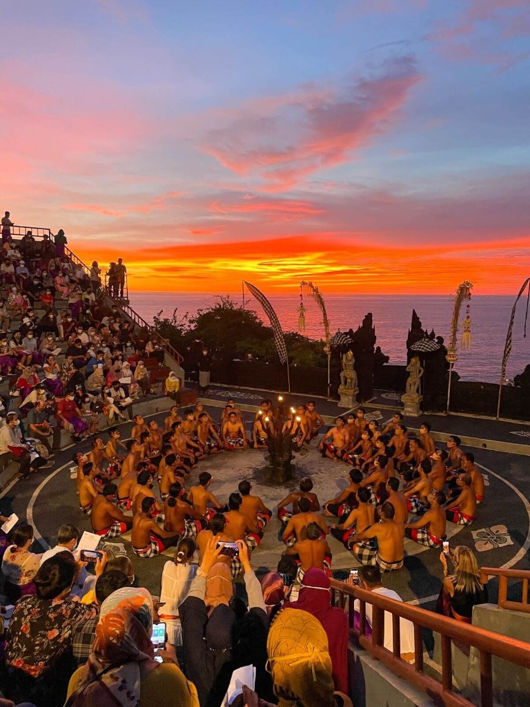 Uluwatu Kecak Fire Dance performance at sunset