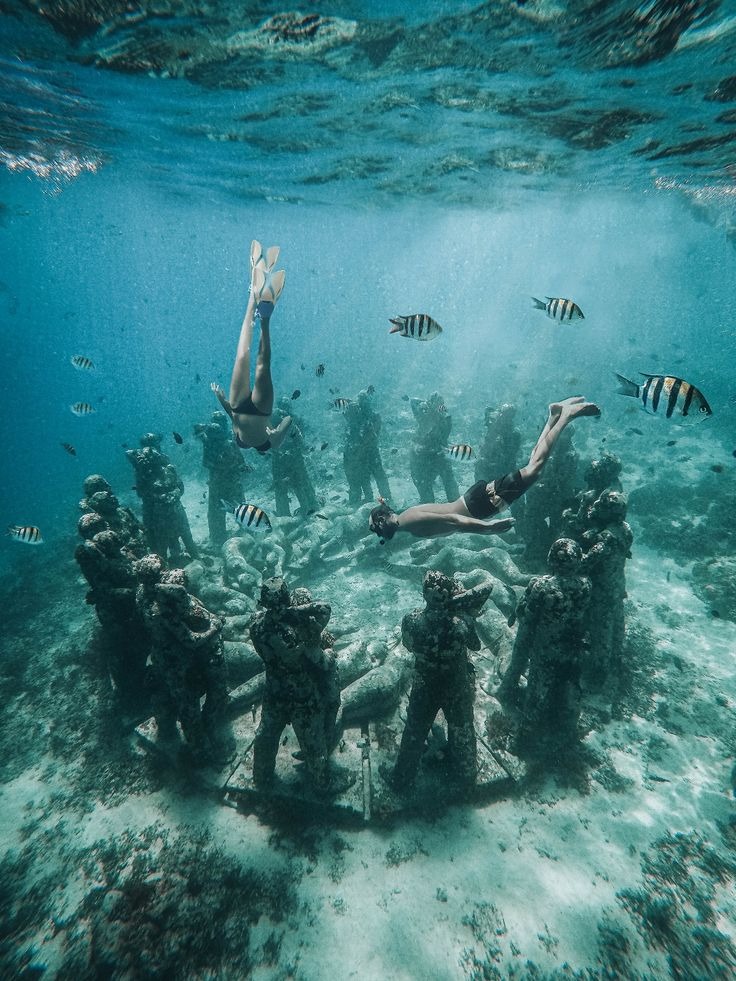 Snorkeling near Nest underwater statues in Gili Meno Bali