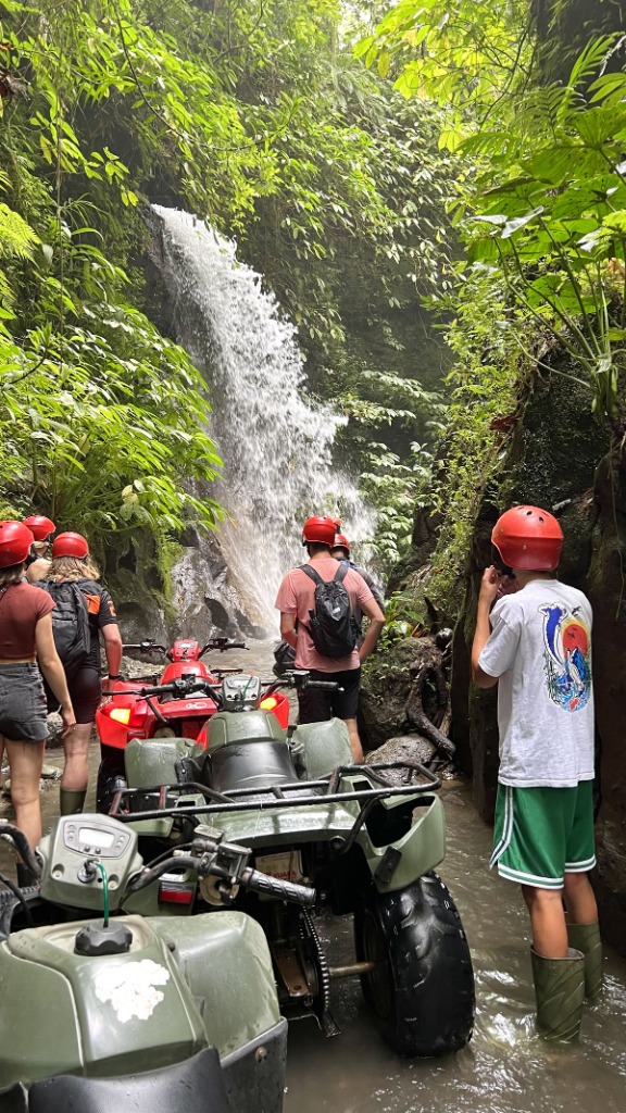 Jungle ATV ride near a waterfall in Ubud Bali