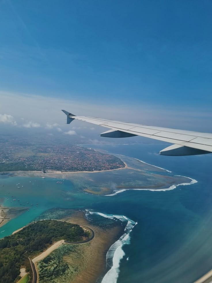 Aerial view of Bali from a plane window